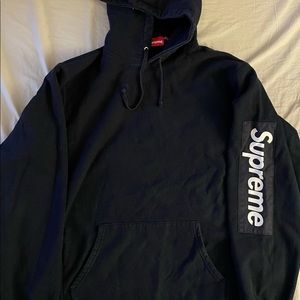 Supreme Sleeve Patch Hooded Sweatshirt Navy Size XL